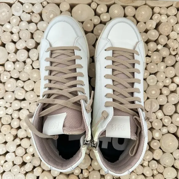 P448 | Kate Medusa Sneakers Patent White High Top Sz 39 NEW