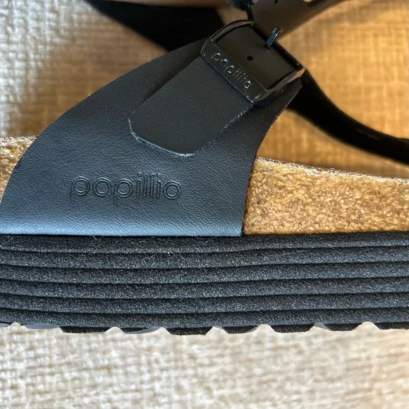 Papillio Womens Gizeh Black Birko-Flor Slip On Footbed Sandals Shoes NWOB