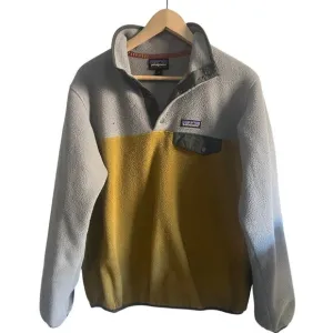 Patagonia synchilla pull over sweater mustard gray size medium