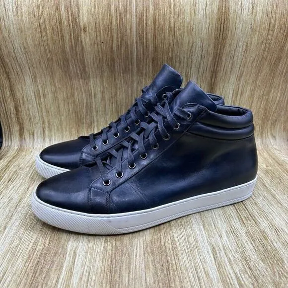 Paul Evans The Carter Men's Size 12 Mid Top‎ Blue Leather Sneakers Casual Shoes
