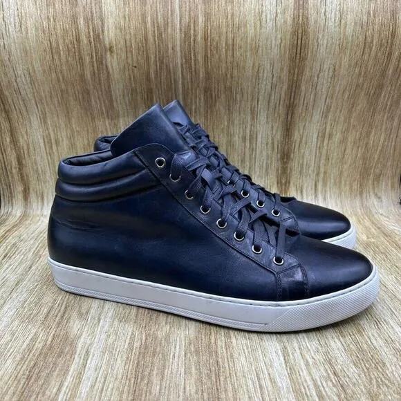 Paul Evans The Carter Men's Size 12 Mid Top‎ Blue Leather Sneakers Casual Shoes