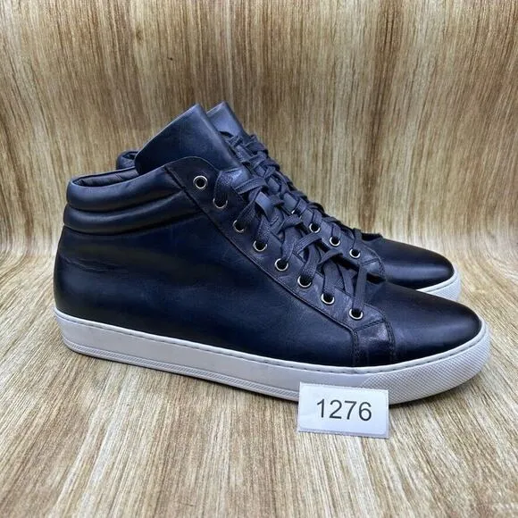 Paul Evans The Carter Men's Size 12 Mid Top‎ Blue Leather Sneakers Casual Shoes