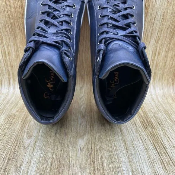 Paul Evans The Carter Men's Size 12 Mid Top‎ Blue Leather Sneakers Casual Shoes