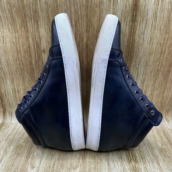 Paul Evans The Carter Men's Size 12 Mid Top‎ Blue Leather Sneakers Casual Shoes