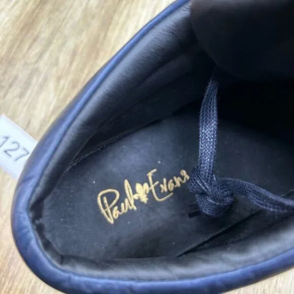 Paul Evans The Carter Men's Size 12 Mid Top‎ Blue Leather Sneakers Casual Shoes