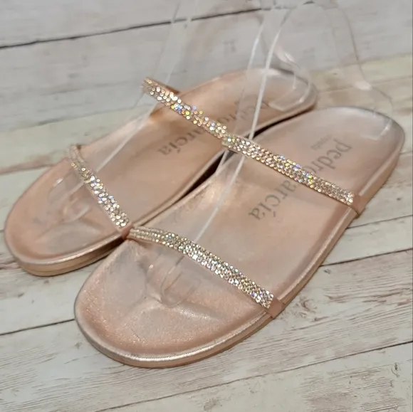 Pedro Garcia Amanda Crystal Sandals In Rose Gold EU 40