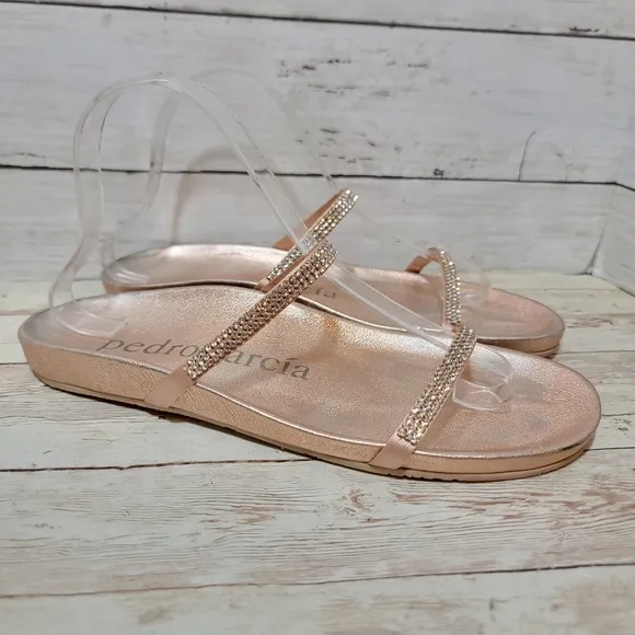 Pedro Garcia Amanda Crystal Sandals In Rose Gold EU 40