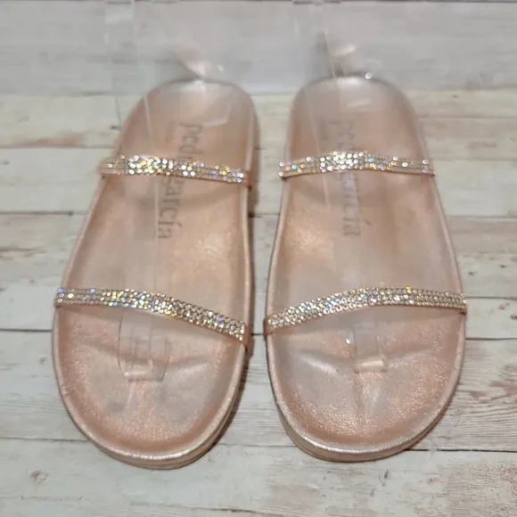 Pedro Garcia Amanda Crystal Sandals In Rose Gold EU 40