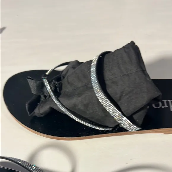 Pedro Garcia Black Sandals with Silver Straps