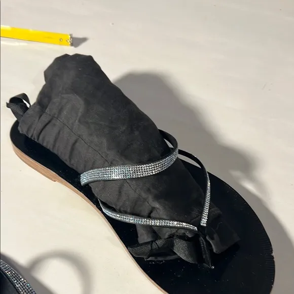 Pedro Garcia Black Sandals with Silver Straps