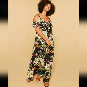 Persona by Marina Rinaldi Maxi Dress US 8 Floral Off-The-Shoulder Spring Summer