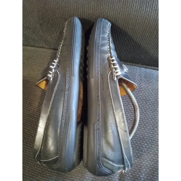 Peter millar men's black leather loafers size 13W Horsebit Leather Brazil Preppy