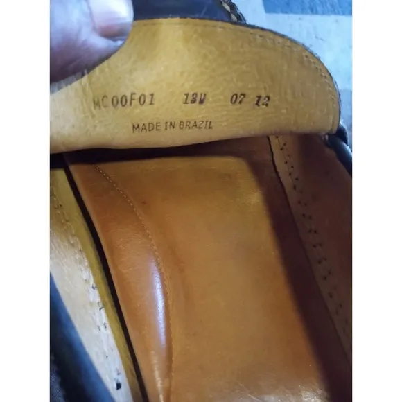 Peter millar men's black leather loafers size 13W Horsebit Leather Brazil Preppy