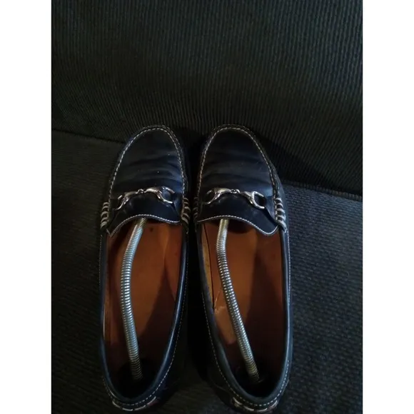 Peter millar men's black leather loafers size 13W Horsebit Leather Brazil Preppy