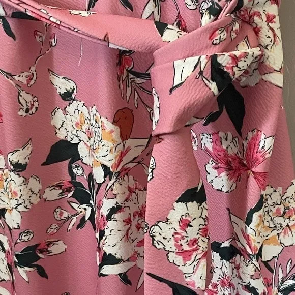 𝅺pink Floral Deep-V Plunge High-Low Stretch Mermaid Dress.