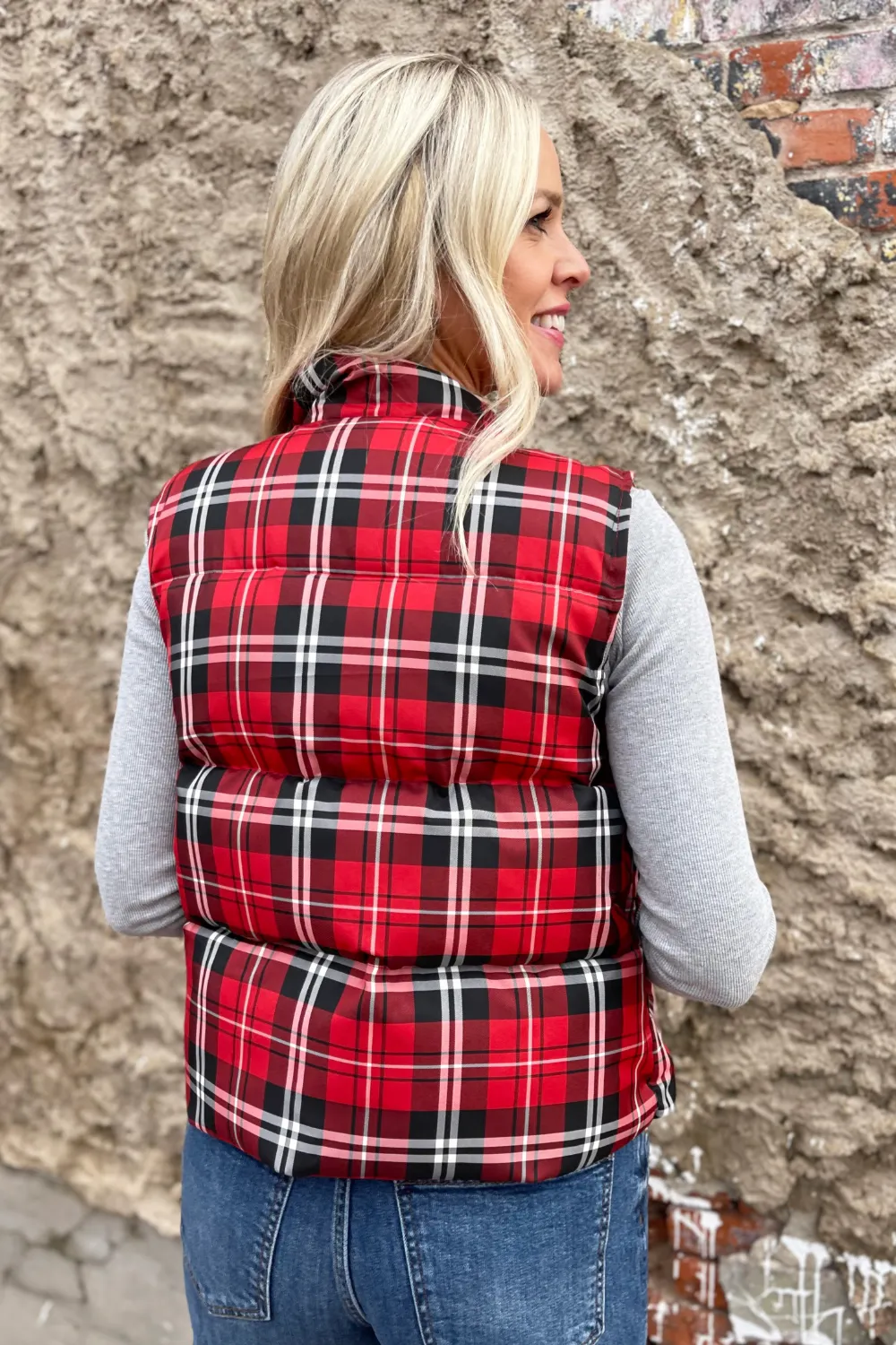 Plaid Check Print Vest