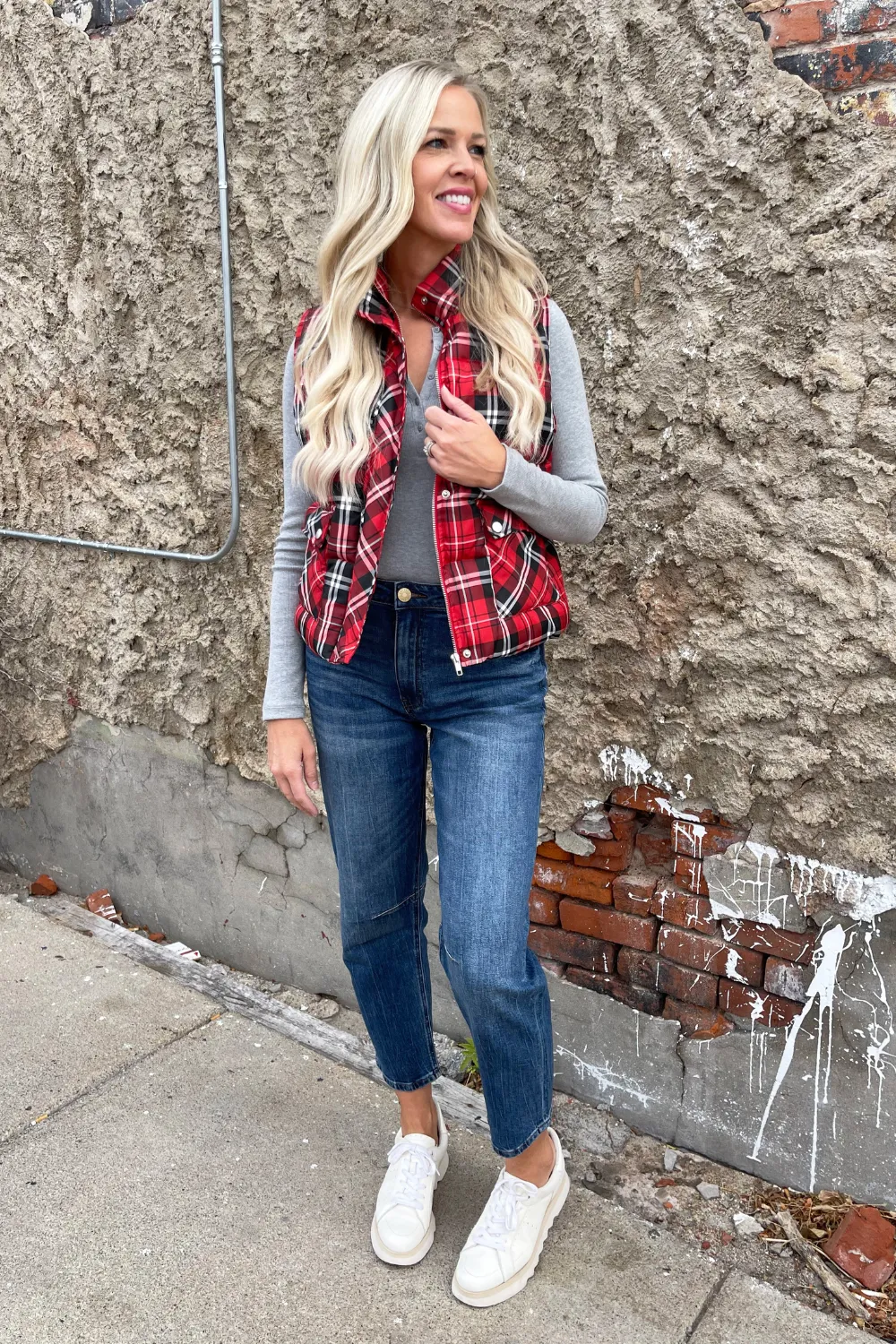 Plaid Check Print Vest