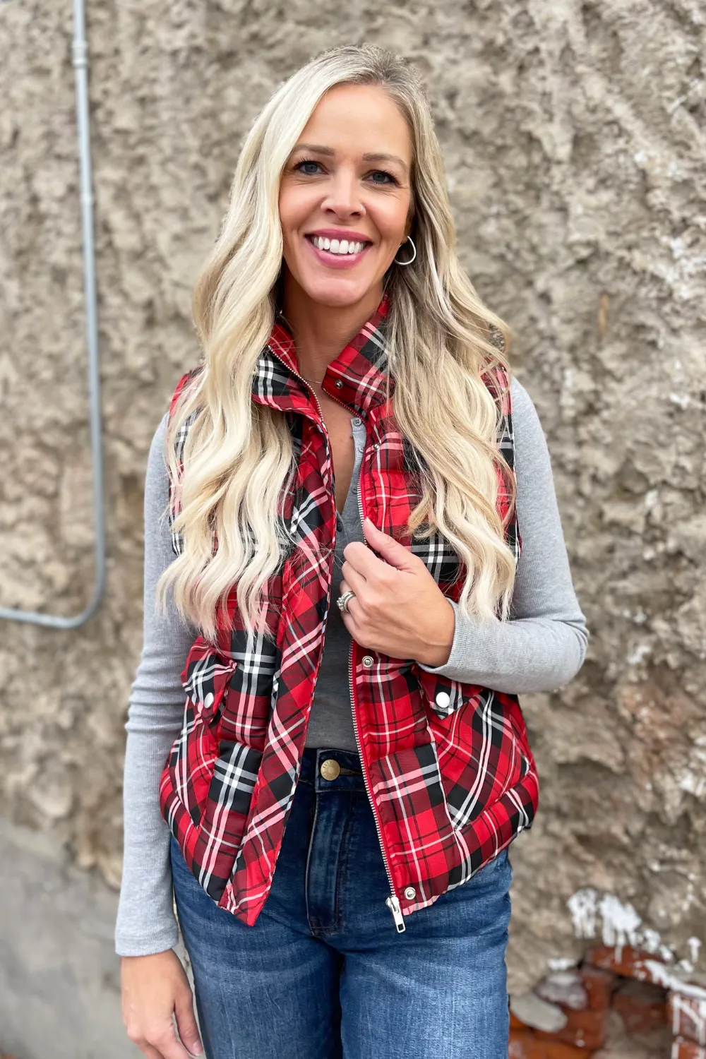 Plaid Check Print Vest