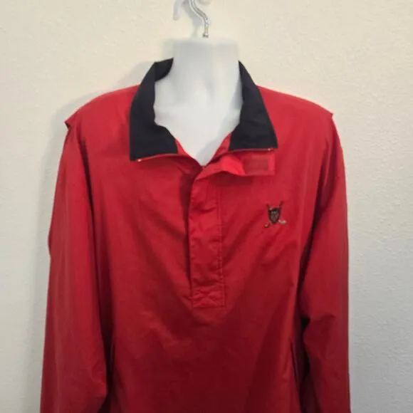 Polo by Ralph Lauren Vintage Men's Red Golf Windbreaker Pullover 1/4 Zip Size XL