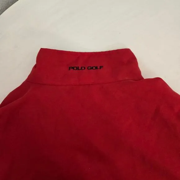 Polo by Ralph Lauren Vintage Men's Red Golf Windbreaker Pullover 1/4 Zip Size XL