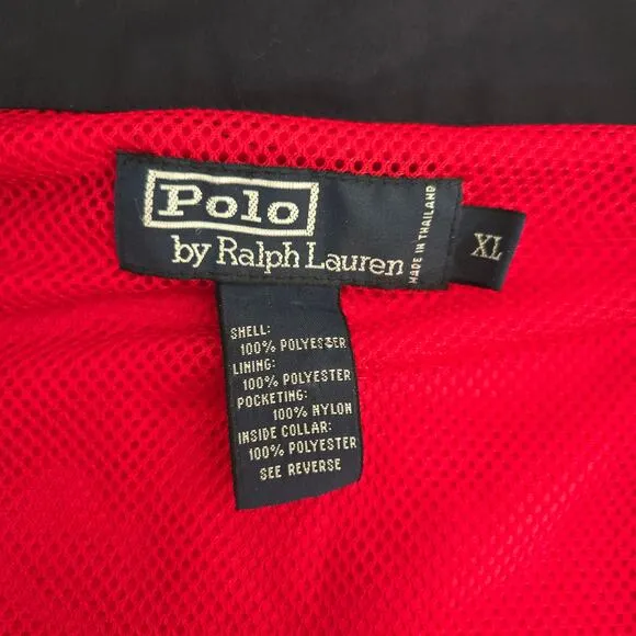 Polo by Ralph Lauren Vintage Men's Red Golf Windbreaker Pullover 1/4 Zip Size XL