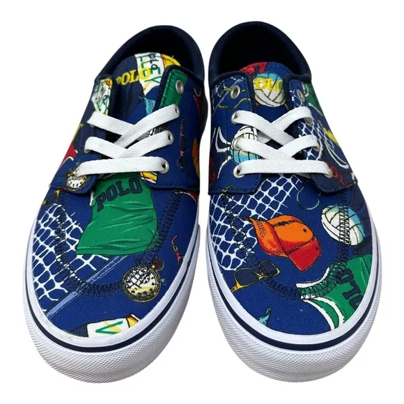 Polo Ralph Lauren Faxon X Sneakers Tossed Volley Mens Size 9 Canvas Graphic