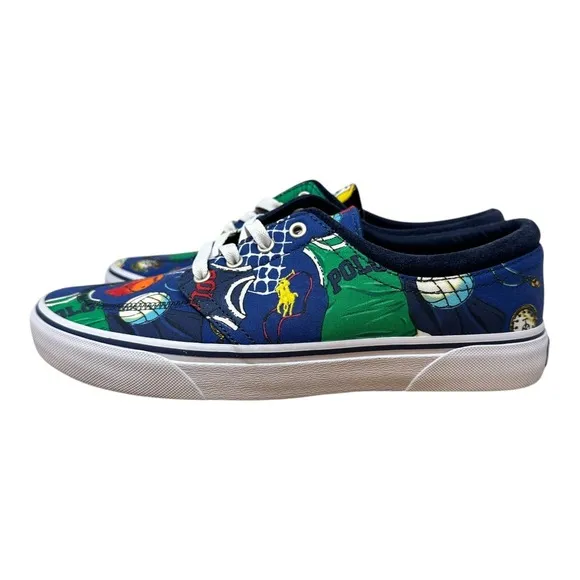 Polo Ralph Lauren Faxon X Sneakers Tossed Volley Mens Size 9 Canvas Graphic