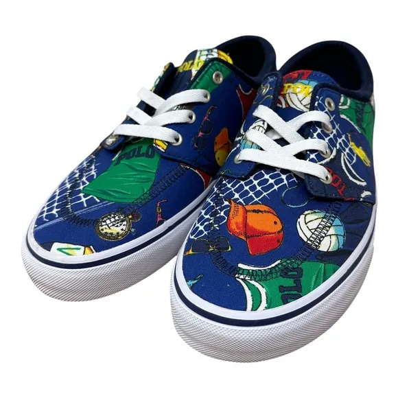 Polo Ralph Lauren Faxon X Sneakers Tossed Volley Mens Size 9 Canvas Graphic