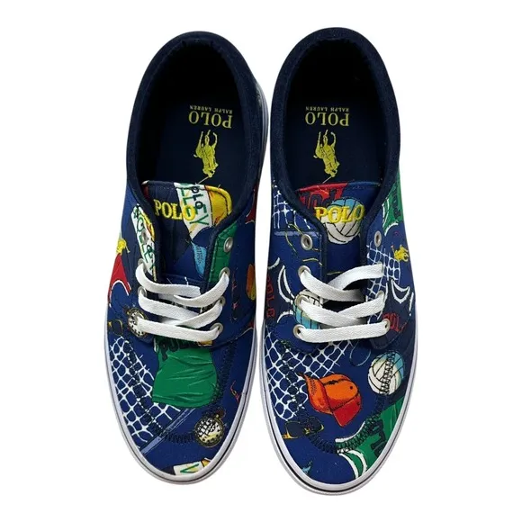 Polo Ralph Lauren Faxon X Sneakers Tossed Volley Mens Size 9 Canvas Graphic