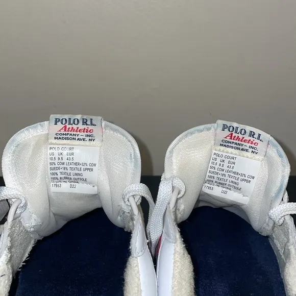 Polo Ralph Lauren Men's White Court Suede &amp; Leather Sneakers Shoes Size 10.5
