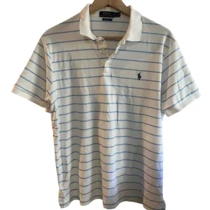 Polo Ralph Lauren polo white blue stripes size large slim