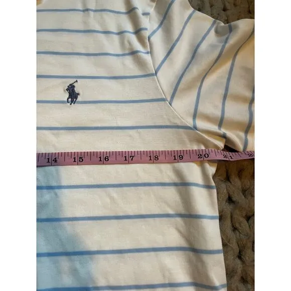 Polo Ralph Lauren polo white blue stripes size large slim