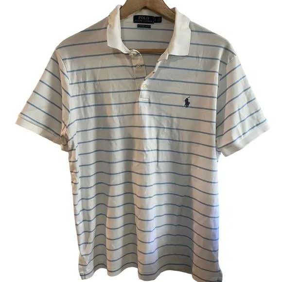 Polo Ralph Lauren polo white blue stripes size large slim