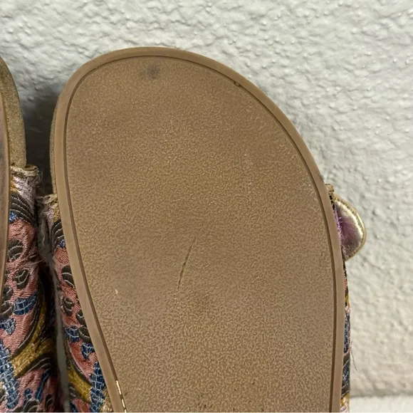 PRADA Floral Jacquard Sandals Womens Sz 39 US 9 Suede Buckle Strap Slides
