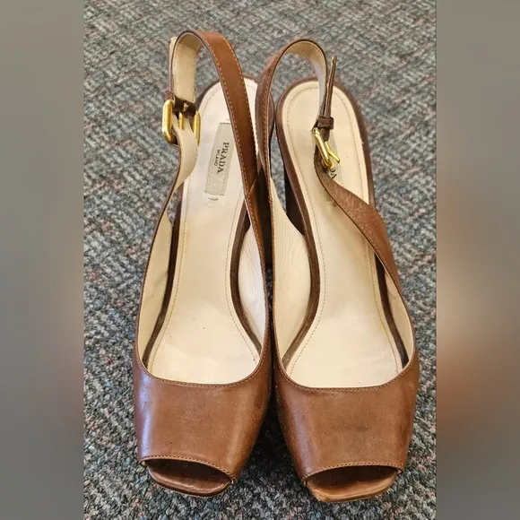 Prada Women's Brown Leather Heels