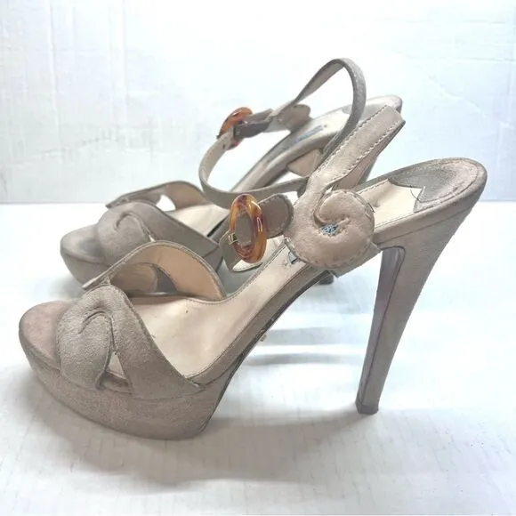 Prada Cream Stiletto Platform Heels 40.5 10.5