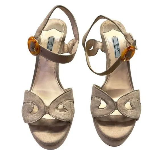 Prada Cream Stiletto Platform Heels 40.5 10.5