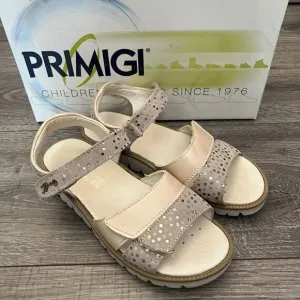 Primigi Sandals Girls size 35 Gray Light Beige Pink Adjustable Straps