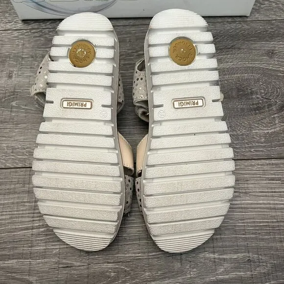 Primigi Sandals Girls size 35 Gray Light Beige Pink Adjustable Straps