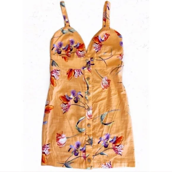 Privacy Please Cassie Floral Mini Dress Coral Orange Women’s Size Medium