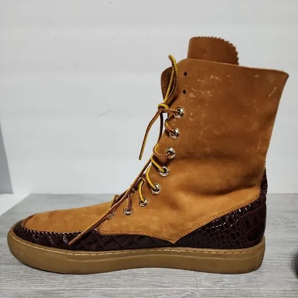 PRSVR Men's Brown Leather High Top Shoes‎ Boots Size US 11. F-MM-D14-106C READ