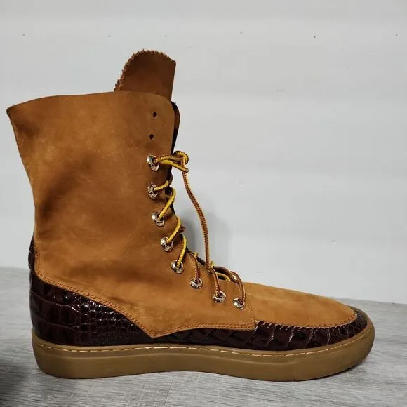 PRSVR Men's Brown Leather High Top Shoes‎ Boots Size US 11. F-MM-D14-106C READ