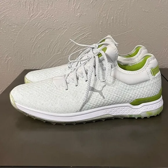 PUMA LE PRO/ALPHA Gust O Wind Spikeless Golf Shoes - White/Green Mens 12