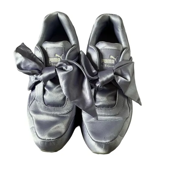 Puma Rihana fenty bow purple 2017 rare sneakers satin lavender lace up shoes 8