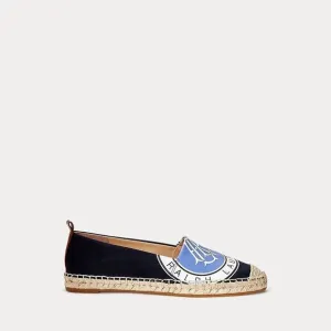 Ralph Lauren Cameryn Espadrille Flat Shoes Canvas Soft Napa Leather Women Sz 9.5