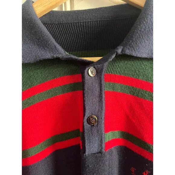 Ralph Lauren vintage kitted polo striped red, blue size large