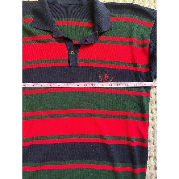 Ralph Lauren vintage kitted polo striped red, blue size large