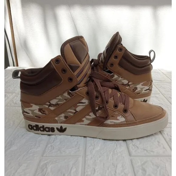 RARE ADIDAS G66211 Originals Hi Top MEN'S Brown Camo Athletic Sneakers Size 11.5