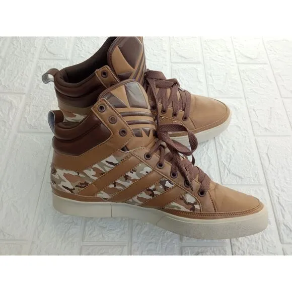 RARE ADIDAS G66211 Originals Hi Top MEN'S Brown Camo Athletic Sneakers Size 11.5