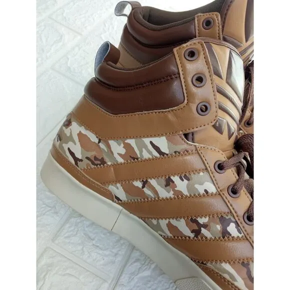 RARE ADIDAS G66211 Originals Hi Top MEN'S Brown Camo Athletic Sneakers Size 11.5
